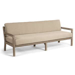 Modern Durable Solid Teak Wood 2-Seater <b>Sofa</b> Loveseat Indoor Outdoor Patio <b>Bench</b> with Soft Foam Cushions for Living Room - Product Image 3