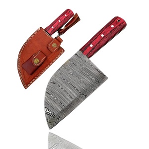 Ensemble de haches serbiennes en acier de Damas, manche en micarta rouge, design personnalisé, couteaux utilitaires de survie par A&M Enterprises - Product Image 1