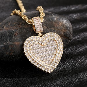 Collar con Colgante de Corazón de Moissanita de Lujo, Chapado en Oro, con Incrustaciones de Moissanita VVS, Joyería Hip Hop con Aspecto de Diamante - Product Image 3