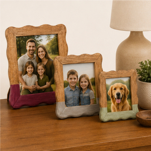 Wholesale Scalloped Wavy Wooden Photo <b>Frame</b> Set Custom Color Block Two-Tone <b>Wood</b> <b>Picture</b> <b>Frames</b> for Home Decor Tabletop Display - Product Image 6
