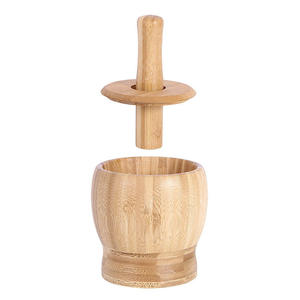 Nouveau Set d'Ustensiles de Cuisine en Bois Naturel et Bambou pour Herbes et Épices, avec Mortier, Pilon et Presse-Ail, Personnalisé, Écologique et Moderne - Product Image 5