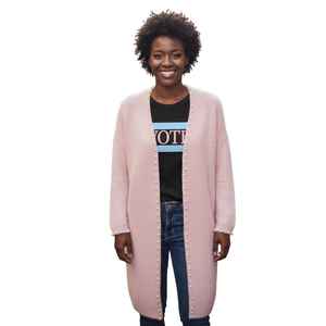 Manteau cardigan Jack and Jill Pink Pearl, long, ouvert sur le devant, en tricot, élégant, pour femme, vêtement d'extérieur d'hiver - Product Image 2