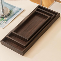 Lot de 3 plateaux en bois d'acacia Plateau en bois robuste pour la cuisine et la salle à manger Parfait pour servir des biscuits Snacks Bonbons Fruits secs et desserts
