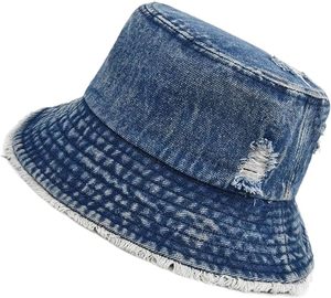 Chapeau Bob en Jean Déchiré à Bords Effilochés Unisexe Décontracté Printemps-Été Tendance Adulte Protection Solaire Extérieur - Product Image 2