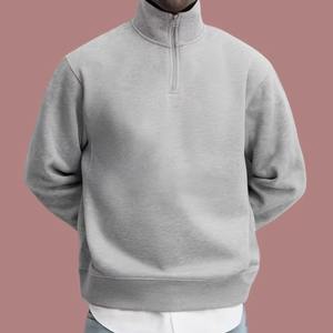 Sweat-shirts pour hommes de style américain, personnalisés avec logo, en coton et polyester 500G, à fermeture éclair 1/4, coupe ample et élégante - Product Image 4