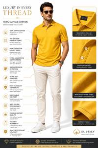 Camisa de Bambú Supima Amarillo Liso Mercerizado para Hombre, 100% Algodón Mercerizado, con Cuello, para Uniforme Casual, Transpirable - Product Image 2