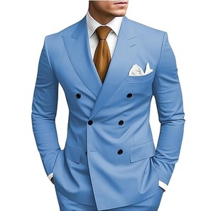 Trajes de Hombre a la Moda, Corte Slim Fit, Personalizados, de Dos Piezas, Color Claro, para Novios, Transpirables - Product Image 4