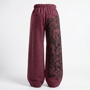 Pantalon de survêtement bordeaux pour homme avec imprimé griffe de Griffin, taille élastique, coupe décontractée, jambes larges - Product Image 2