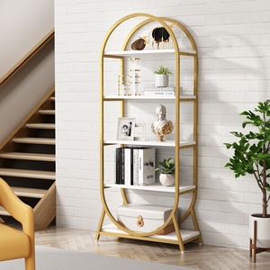 Tribesigns 70.8" Tall Arched Bookcase, Freestanding Display Rack Shelving Unit for Office Modern White Storage Open Bookshelves