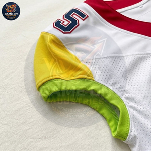 Custom Sublimated White American Football Uniform Set Breathable Mesh V-Neck Football Jersey and Pants Team Sportswear Apparel - Product Image 6
