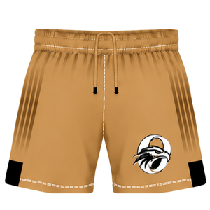 Shorts de rugby marron doré et noir, taille élastique, respirants, légers, pour l'entraînement d'équipe, performance sportive, uniforme de sport - Product Image 1