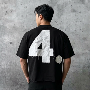 T-shirt unisexe oversize noir 100 % coton streetwear avec imprimé lettres blanches, manches courtes, col rond, séchage rapide, respirant, coupe jersey - Product Image 3