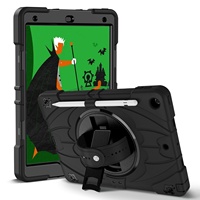 Casing iPad 10.2 (2019-2021) B Max Shockproof Rugged, Ramah Anak, Anti-Gores, dengan Penyangga Putar dan Tali Pegangan