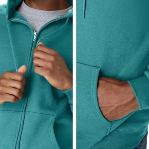 Sweat-shirt à capuche zippé bleu roi pour homme, coupe classique, en molleton décontracté, idéal pour l'automne, couleur unie, design tricoté - Product Image 6