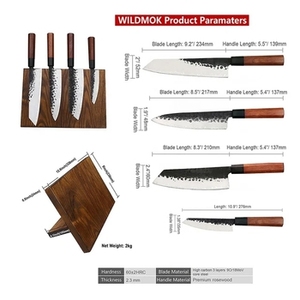Ensemble de couteaux de cuisine professionnels multifonctions très vendus, 4 pièces, acier inoxydable, manche en bois, écologique, qualité supérieure - Product Image 3
