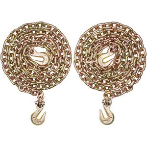 Catena di Trasporto G80 per Carichi Pesanti 3/8'' x 10.3'' (Confezione da 2) con Ganci a Forcella per Traino, Carico di Lavoro Sicuro 7100 Libbre per Fissaggio Carichi - Product Image 1