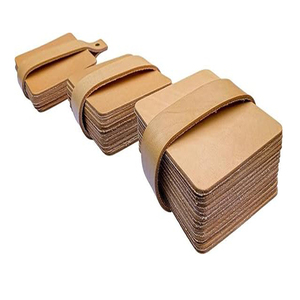 Sous-verres en cuir pleine fleur, carrés, naturels, lot de 10, sous-verres carrés pour verres, sous-verres pour boissons, avec support en cuir. - Product Image 3