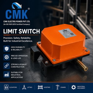 Interrupteur de fin de course à levier CMK Electro Power, qualité industrielle IP44 M.S. Boîtier de montage sur circuit imprimé 40A 500V DPDT avec bornes à vis intelligentes noir et orange - Product Image 1