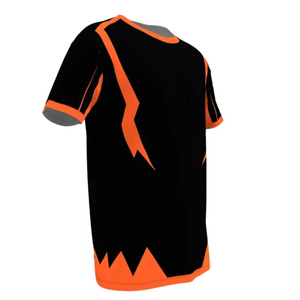 T-shirt à manches courtes à capuche noir pour homme avec bordure contrastée orange, motif à motifs, tricoté, coupe classique, style décontracté - Product Image 5