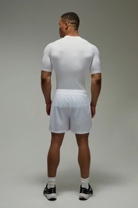 mens compression shirt short sleeve gym fitness sports wear <b>tight</b> fit breathable quick dry stretch training tshirt - Product Image 2