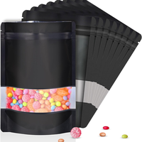 Sachet Mylar anti-odeur de qualité alimentaire, pochette verticale violette refermable pour emballage de snacks, noix et chocolat avec fenêtre