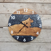 Jam Dinding Gantung Desain Modern dengan Jarum Gerakan Kuarsa Resin Epoksi Kayu Gaya Farmhouse untuk Dekorasi Ruang Tamu Rumah Bergaya Rustic Bohemian.