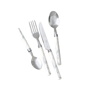 Elegante Juego de Cubiertos de Metal Plateado con Mangos de Perla, Aptos para Lavavajillas, Juego de Cubiertos para Bodas y Cenas en Oferta - Product Image 4