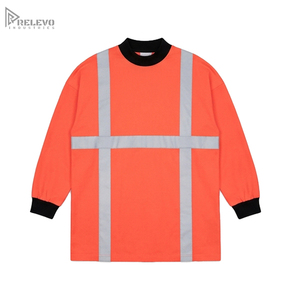 Chaqueta de Seguridad de Alta Visibilidad Naranja Personalizada OEM, con Cuello y Puños Ribbed Negros en Contraste, Resistente a la Abrasión, con Parche en el Codo - Product Image 1