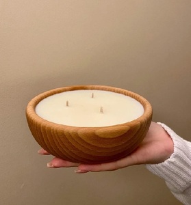Velas de cuencos de madera natural al por mayor, decoraciones para el hogar al aire libre, cuencos de velas de madera, decoración redonda para fiestas y festivales - Product Image 6