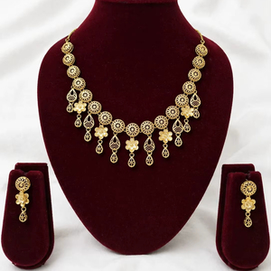 Women's Brass 18K <b>Gold</b> Plated Turkish Long Haram Necklace <b>Set</b> Lock Design Bridal Traditional Wedding Engagement - Product Image 1