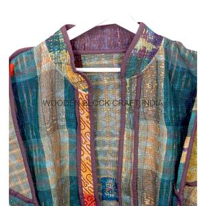 เสื้อแจ็คเก็ตผ้าฝ้ายคันธาแบบดั้งเดิม คอจีน แขนปกติ ระบายอากาศได้ดี แห้งเร็ว เป็นมิตรกับสิ่งแวดล้อม ทรงบ็อกซี่ สำหรับผู้หญิง - Product Image 3
