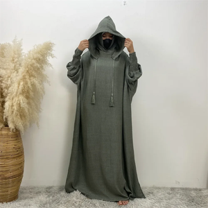 Robe Abaya Longue de Soirée/Formelle Modeste Simple 100% Coton Écologique Ample à Manches Chauve-Souris pour Femme Prière Streetwear - Product Image 3