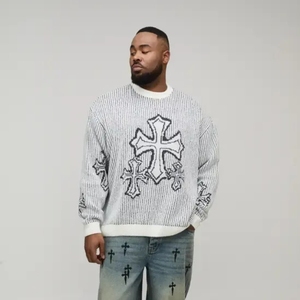 Pull unisexe respirant en laine/cachemire de haute qualité à manches longues pour le printemps avec logo frontal - Product Image 1