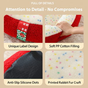 ที่นอนแมวรูปลิ้นจี่ ผ้าพลัฌอุ่นๆ สำหรับฤดูหนาว รูปทรงถ้ำสัตว์เลี้ยง แบบกึ่งปิด สำหรับสุนัขพันธุ์เล็ก ลูกสุนัข ลูกแมว พร้อมเบาะนุ่ม - Product Image 5