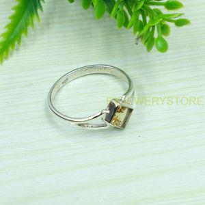 Bague en argent sterling 925 avec citrine jaune taille princesse, faite à la main, pierre précieuse carrée, bague de fiançailles pour femme, bijoux en argent en gros - Product Image 2