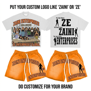 220 GSM Premium Polyester Jersey Breathable Summer T Shirt Short Set White Tee <b>Orange</b> Shorts Embossed Graphics Casual Streetwear - Product Image 1
