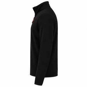 Custom <b>Black</b> <b>Mens</b> Quarter Zip Polar <b>Fleece</b> <b>Jacket</b> Wholesale Plain Red Zipper Accent Warm Long Sleeve Winter Pullover Sweatshirt - Product Image 3
