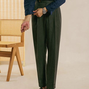 Pantalón de Vestir Italiano de Cintura Alta para Hombre, Color Negro, Estilo Ejecutivo, Versátil, con Caída, para Oficina, 2026 - Product Image 1