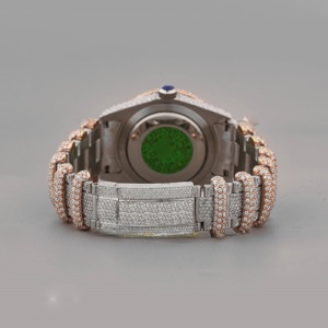 Reloj de Acero Inoxidable con Diamantes de Moissanita Personalizados, Esfera Romana Bicolor, Fecha Automática, Diseño de Serpiente, con Incrustaciones, Pasa la Prueba del Diamante VVS, Estilo Hip - Product Image 4