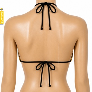 Top de Bikini Triangular Personalizado Samavia para Mujer, con Tirantes Cruzados, Aro y Copa Completa, Estampado Floral, de Nailon y Spandex de Secado Rápido - Product Image 3