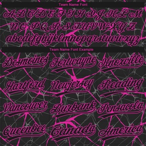 Maillot de baseball sublimé noir et rose à motif craquelé, anti-humidité, unisexe, pour adulte, vêtement de softball, coupe classique, haut à manches courtes - Product Image 3