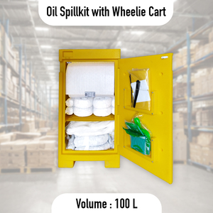 Yellow Wheeled Oil Spill Response Kit With Absorbent Pads And Accessories For Industrial Safety - Product Image 3