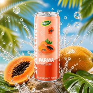 Jus de papaye pétillant en canette aluminium 320 ml en gros, OEM ODM, échantillon gratuit, fabricant de boissons certifié HACCP ISO, Vietnam - Product Image 2