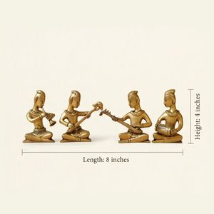 Juego de Figuras Musicales de Latón Chapado en Oro, 4 Piezas, 8 Pulgadas de Largo, Decoración para el Hogar, Artesanía de Fundición, Escultura 3D - Product Image 1
