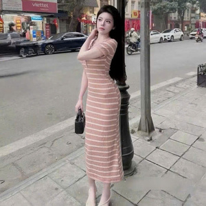 Robe longue élégante et décontractée pour femme, unie, lavable, confortable, taille naturelle, pour polo en soie à manches courtes - Product Image 3