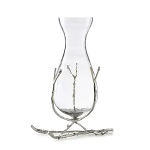 Modern Handmade Metal Tabletop <b>Vase</b> with Branch Design <b>Clear</b> Glass Insert Decorative Home Accent flower <b>vase</b> - Product Image 1