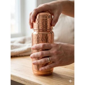 Eco Conscious Pure Copper <b>Water</b> Bottle Sustainable Reusable Drinking <b>Container</b> Alternative to Plastic <b>Water</b> Bottles - Product Image 6