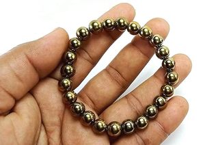 Pulsera de Pirita Hecha a Mano con Cuentas Redondas, Joyería de Moda Feng Shui para Hombres y Mujeres, Regalo de Piedra Energética - Product Image 2