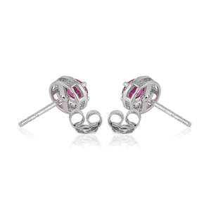 High End Women's Wholesale Price 18K Pure White Gold Ruby & Diamond Push Back Halo <b>Stud</b> <b>Earrings</b> Minimal Jewelry Supplier - Product Image 6