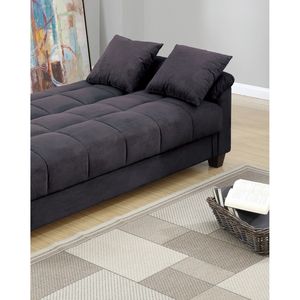 Divano Futon Contemporaneo 1 Pezzo per Soggiorno, Regolabile, in Microfibra Ebano con Contenitore Imbottito e Cuscini - Product Image 6